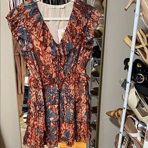 Marie Oliver Red and Blue Floral Mini Dress